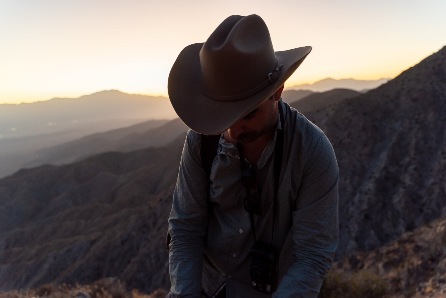 A rancher at dusk, filmed for a documentary